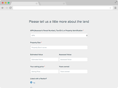 land buying website form